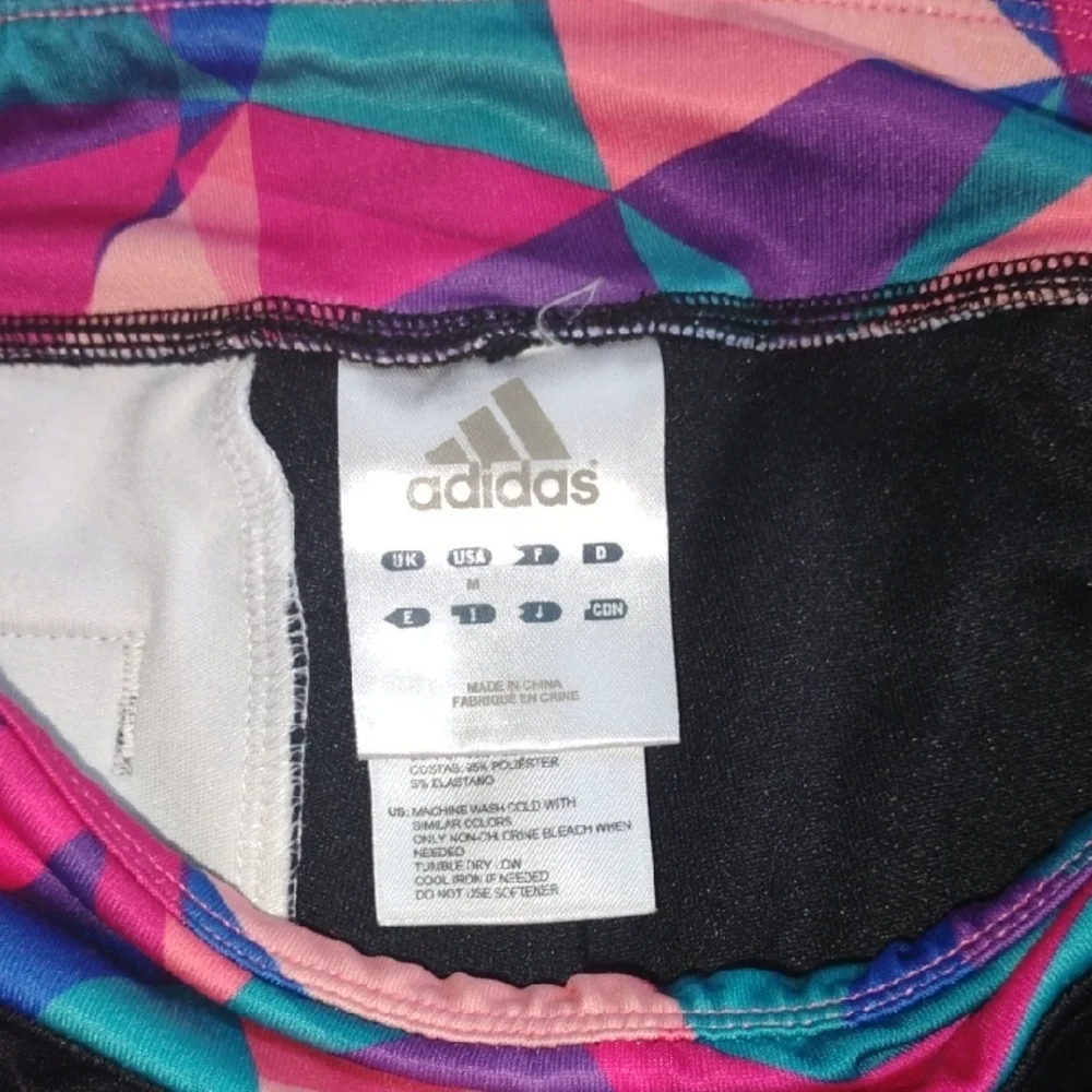 Adidas Black Multi Color Band Activewear Performance Sporty Athletic Pants YOUTH